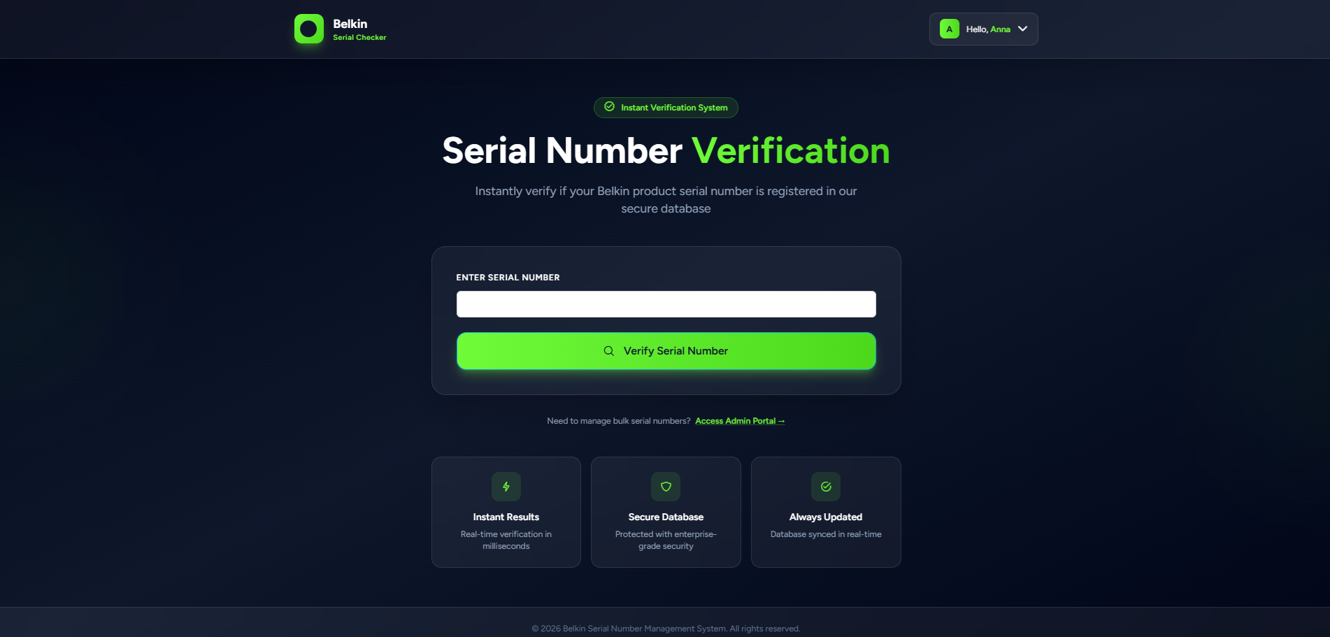 Serial Number Checker Project